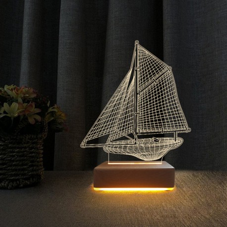 3d Led Gece Lambası Yelkenli Gemi Modeli Masa Lambası