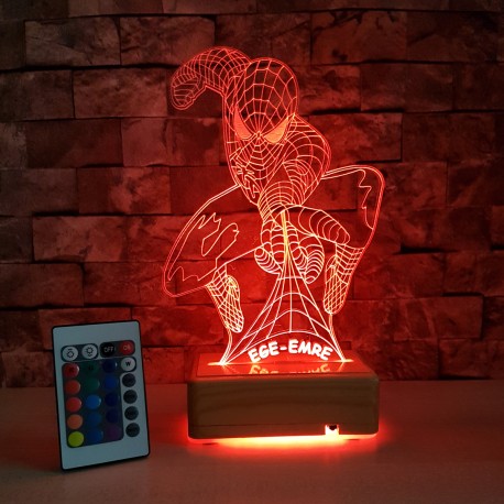 ÖRÜMCEKADAM 3 BOYUTLU ÖZEL İSİMLİ LED LAMBA - DEKORATİF 3D LED LAMBA