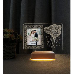 Sevgiliye Hediye 3D Güllü Resimli Gece Lambası İsimli Led Lamba