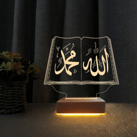 ALLAH MUHAMMED YAZILI 3 BOYUTLU ÖZEL İSİMLİ LED LAMBA - DEKORATİF 3D LED LAMBA